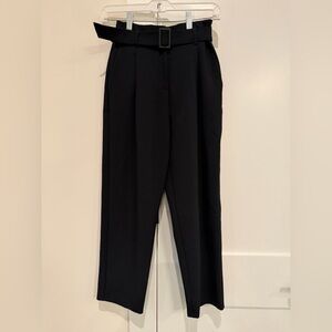 MAJE Pleated & Belted Black Ankle Pants Trousers in Size Fr 34 US XS